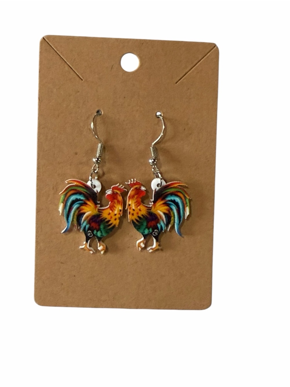 Colorful Rooster Dangle Earrings - Multicolor